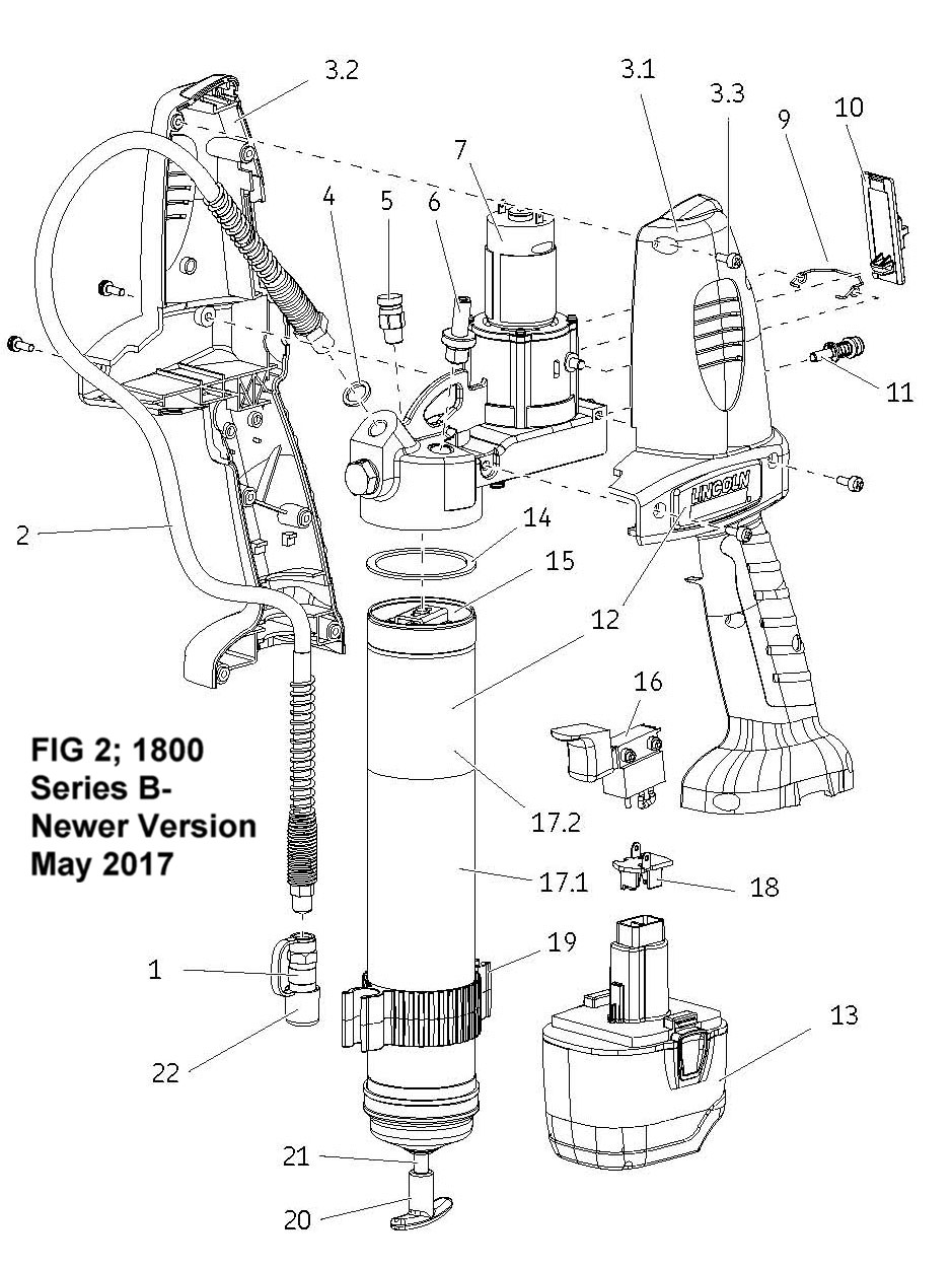 lincoln power luber 1800 newer series b parts schematic, lubrication